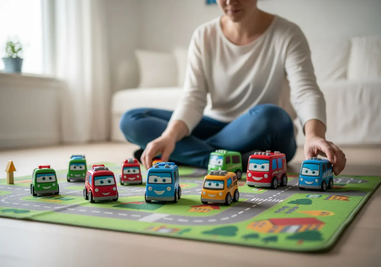 Barn leker med karaktärsfordon