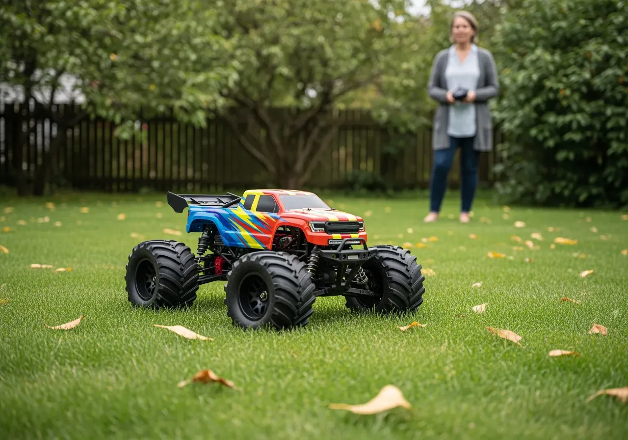 Barn styr radiostyrd monstertruck