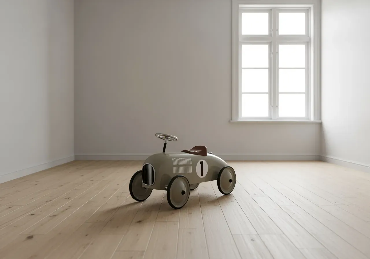 Barn kör retro gåbil inomhus