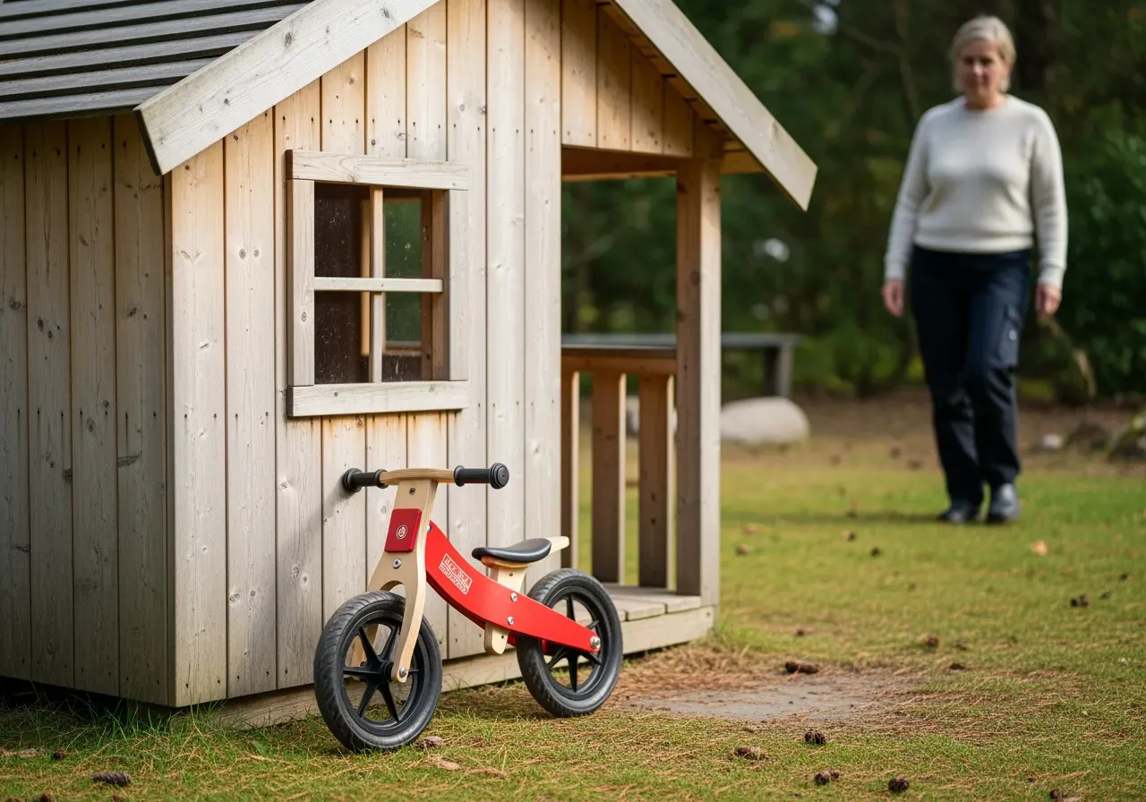 Barn provar balanscykel vid lekstuga