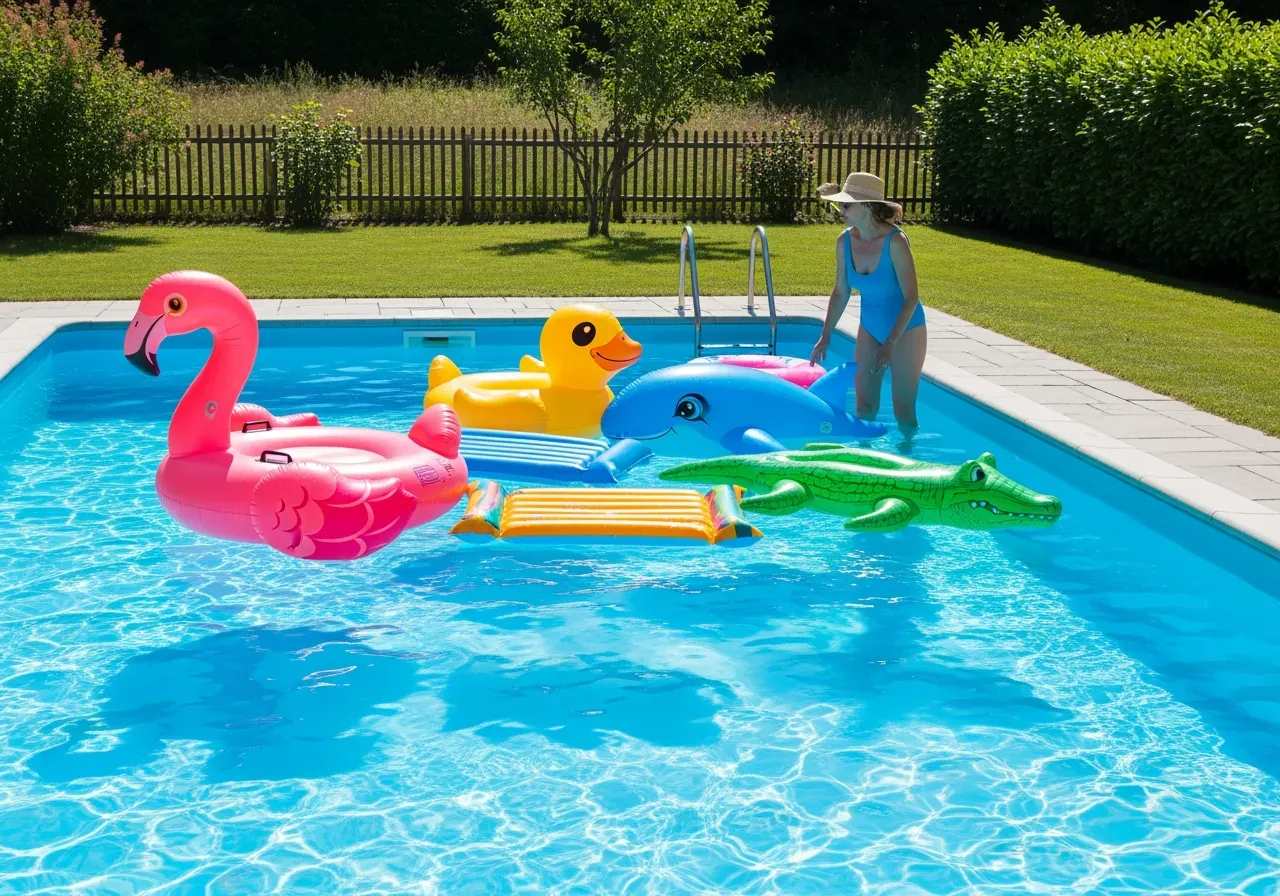 Barn leker med uppblåsbara flytleksaker