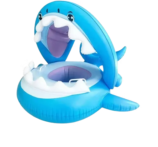 Baby Badring Med Solskydd Blå Haj