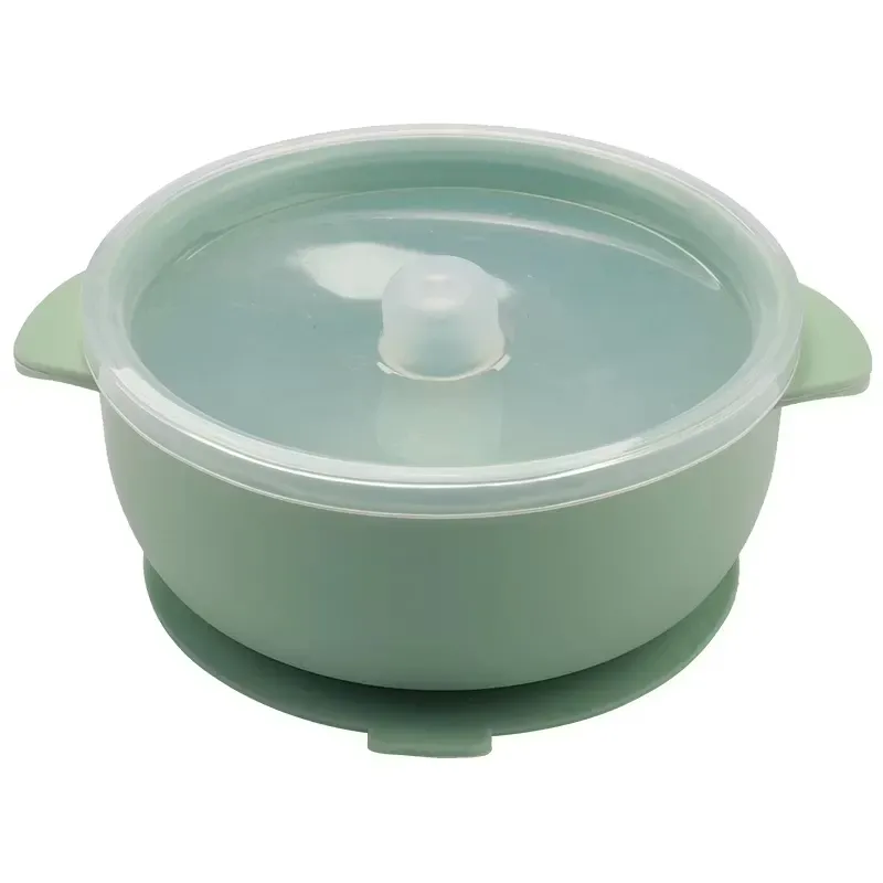 BabyBloom Barnskål Med Lock Och Bestick Grön