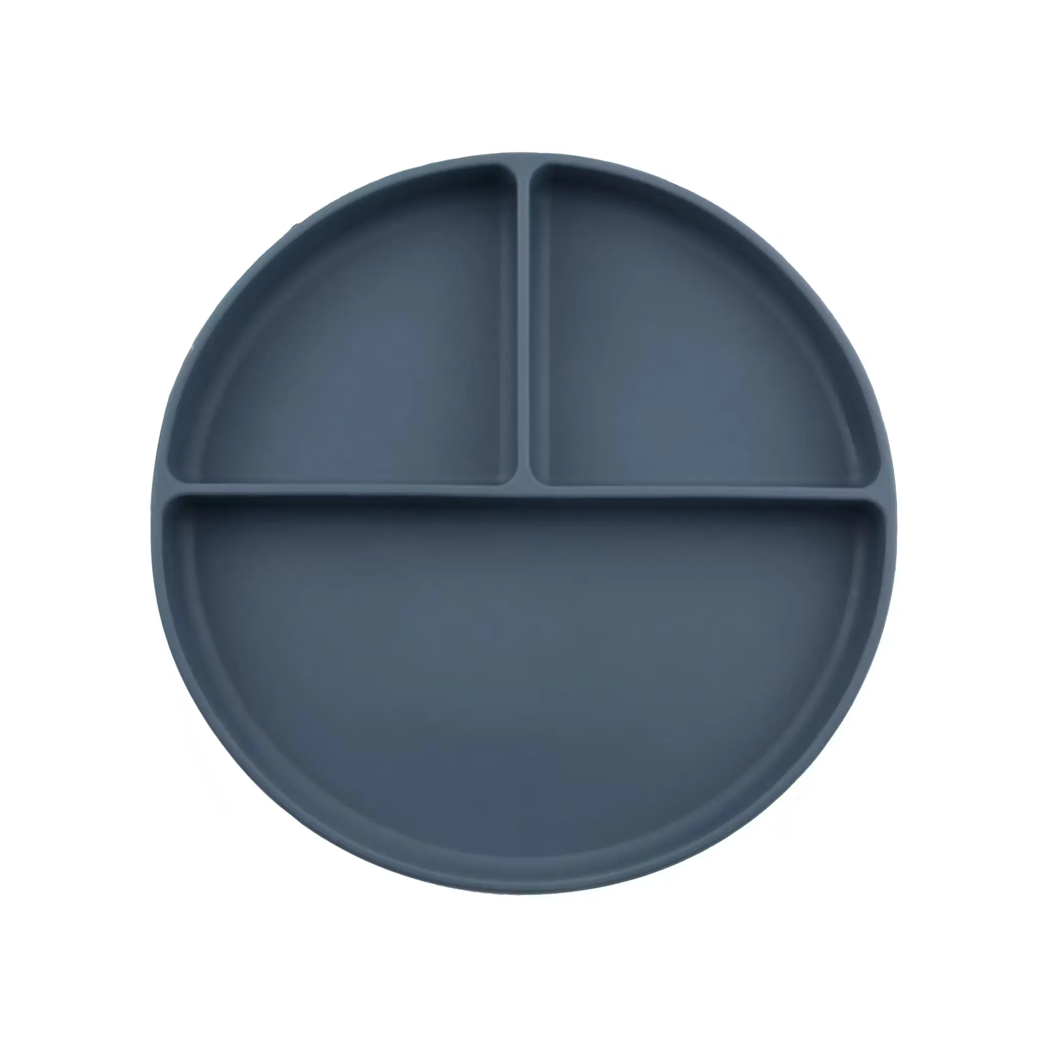 BabyBloom Tredelad Barntallrik Med Sugpropp Mörkblå