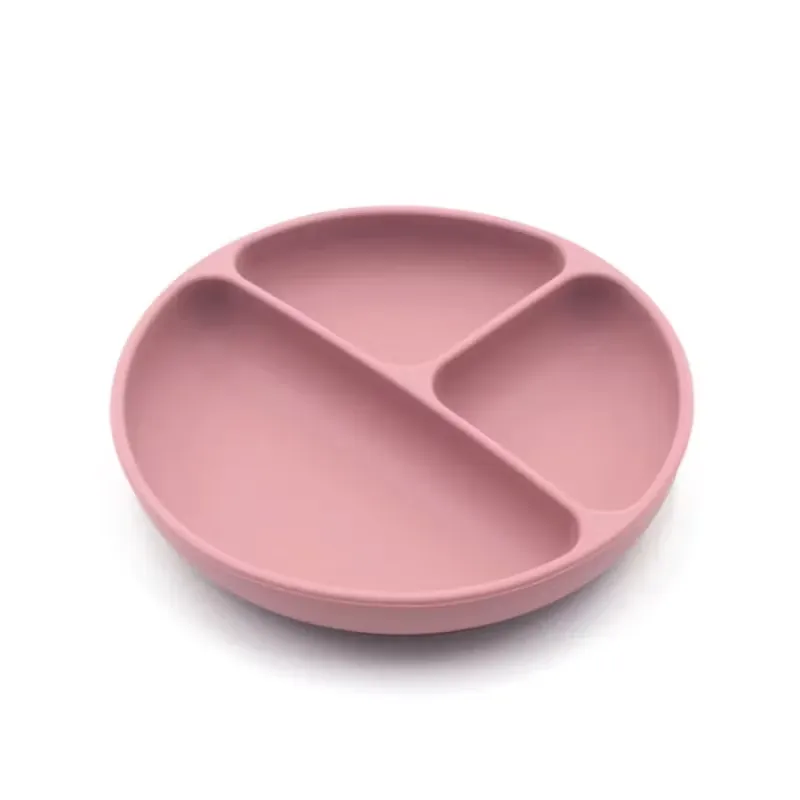 BabyBloom Tredelad Barntallrik Med Sugpropp Rosa