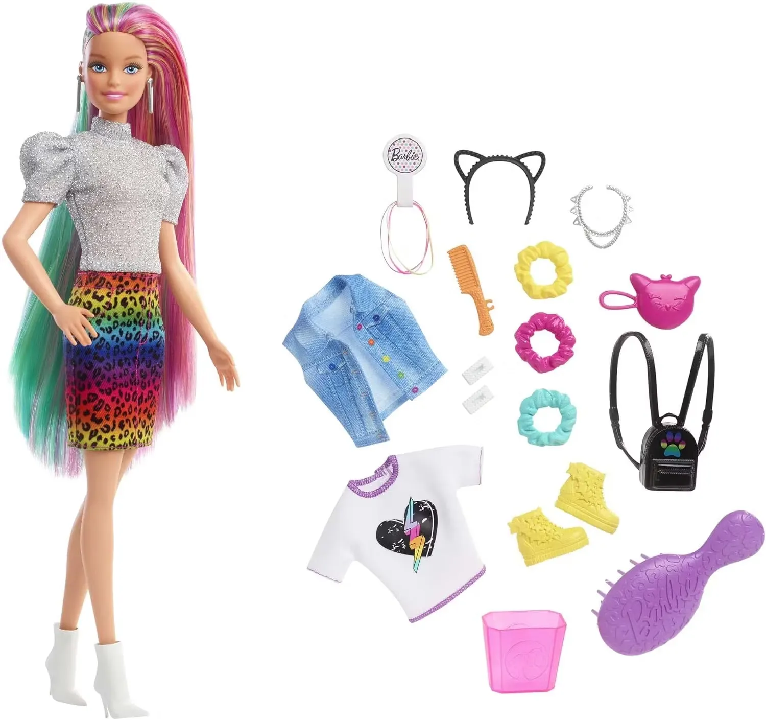 Barbie GRN81 Leopard Rainbow Hair