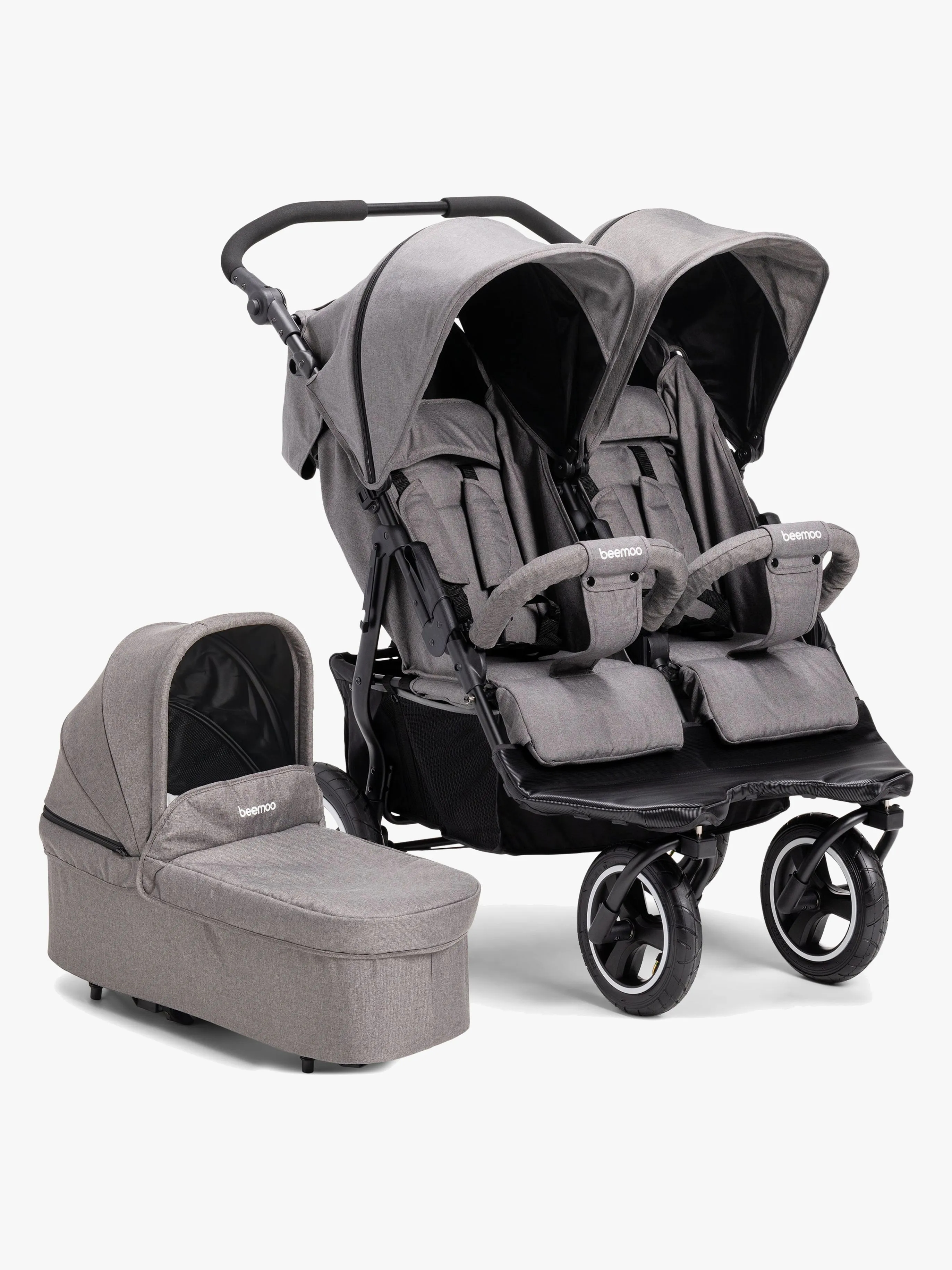 Beemoo Swing Syskonvagn Inkl. Liggdel, Grey Melange
