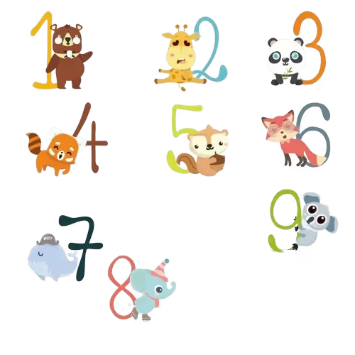 Dreamscape Väggdekal Djur Med Siffror