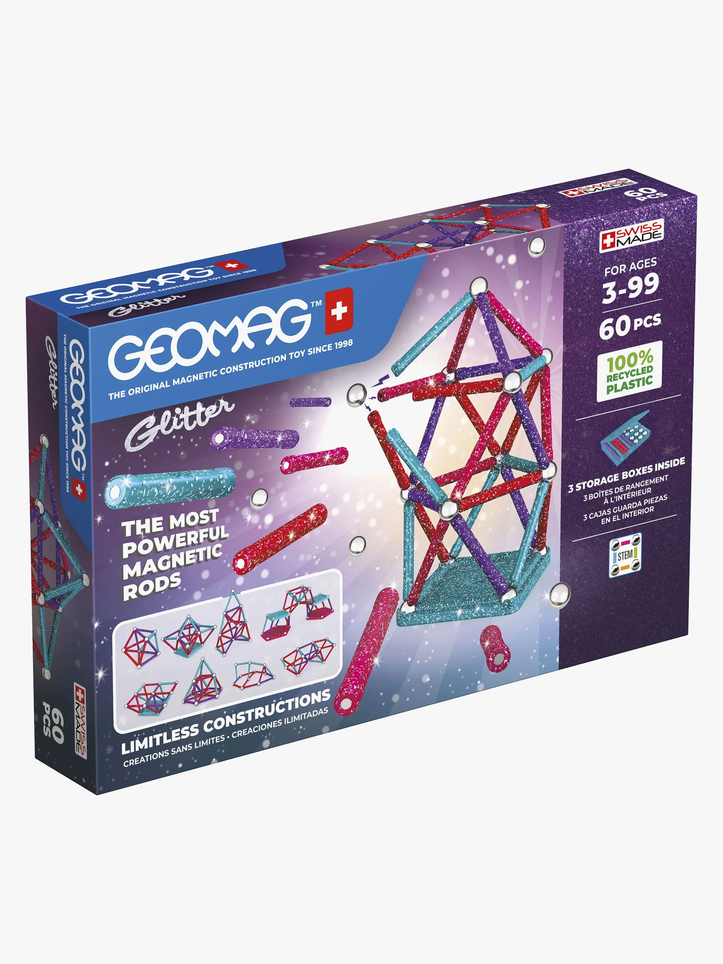 Geomag Byggsats 60 Bitar Glitter