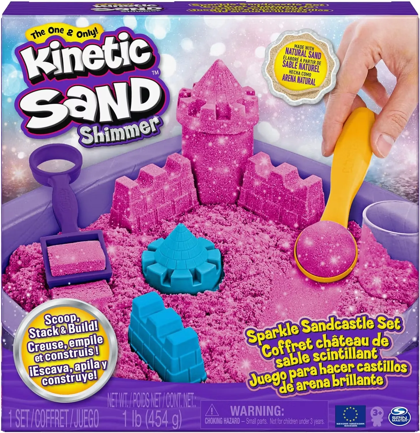 Kinetic Sand Sparkle sandslott lekset Rosa