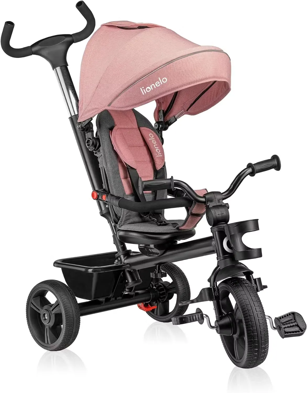 LIONELO Haari 2-i-1 trehjuling med dragstång Rosa