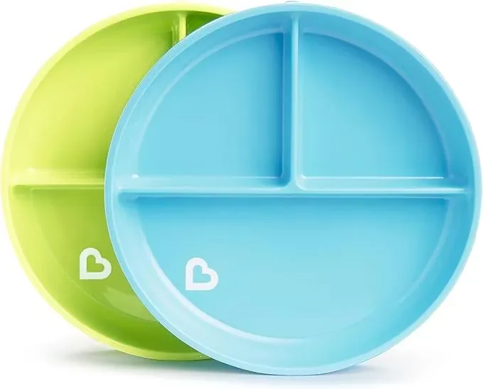 Munchkin Stay Put Tallrik 2-Pack Blå/Grön
