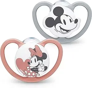 NUK Space Napp Silikon 2-Pack 6-12 Månader Musse och Mimmi Pigg