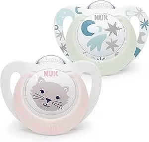 NUK Star Nappar 0–6 månader 2-Pack Rosa Katt