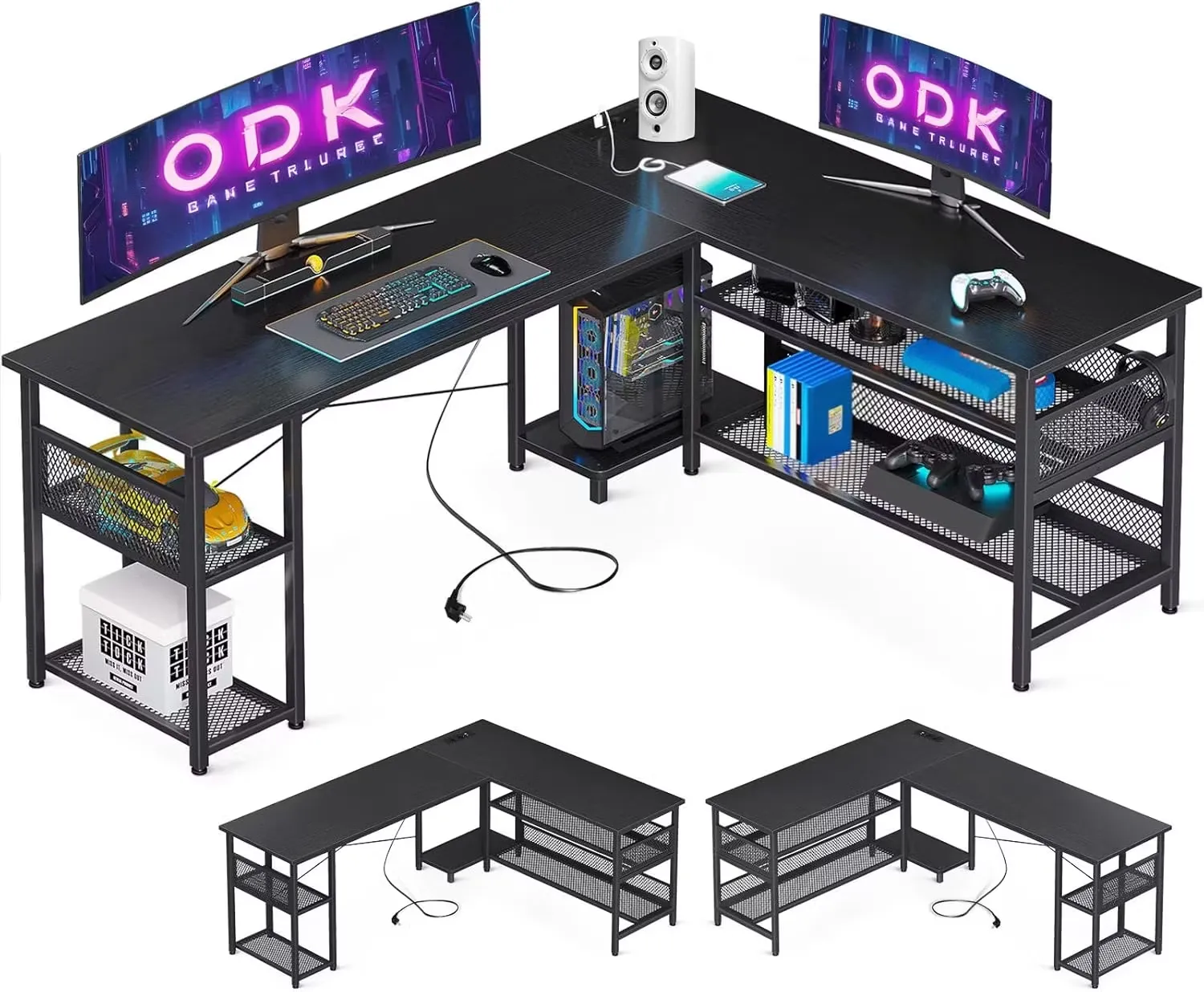 ODK Gaming L-Formad Gamingbord Svart