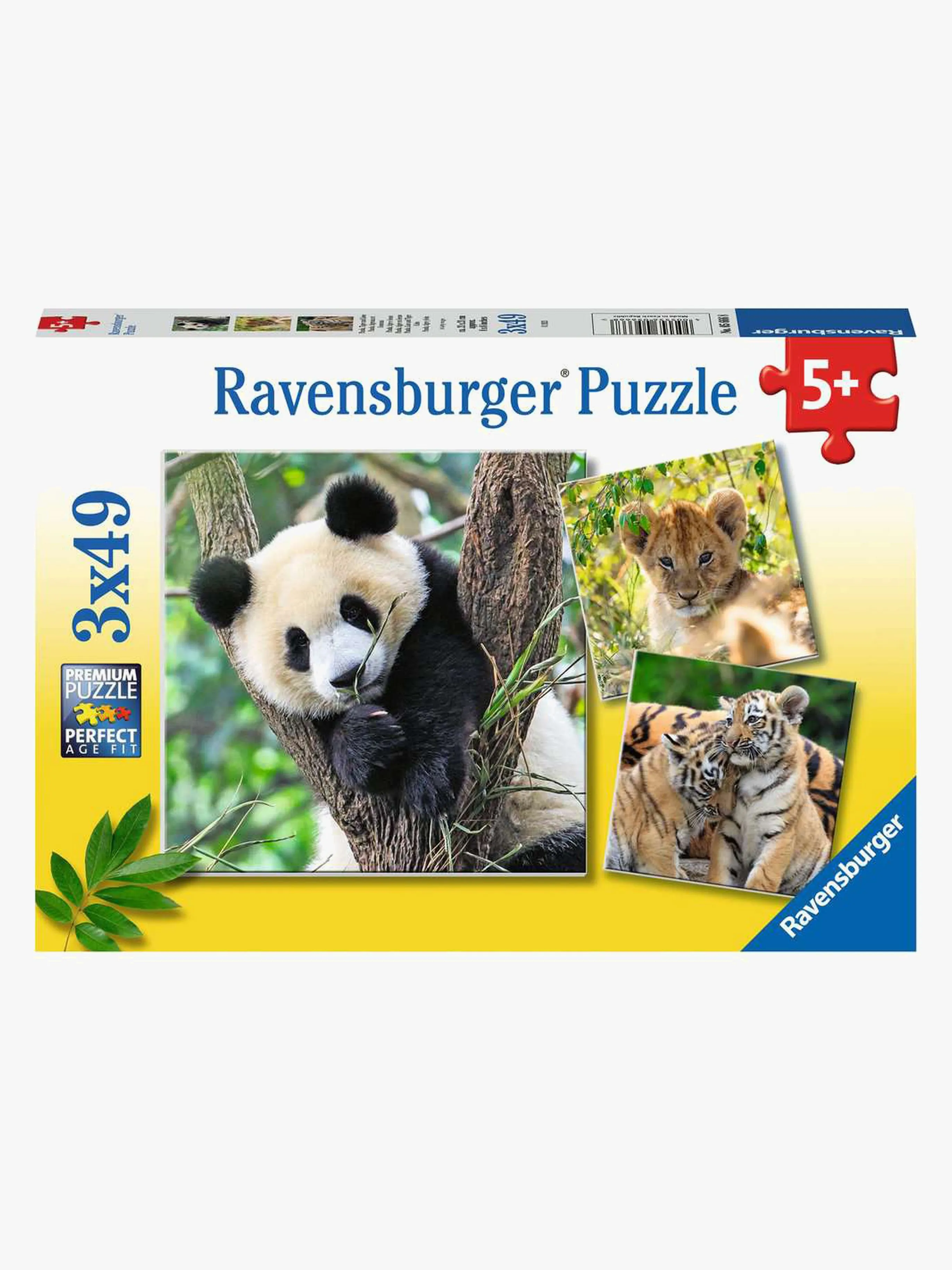 Ravensburger Pussel Panda, Lion and Tiger 3x49 Bitar