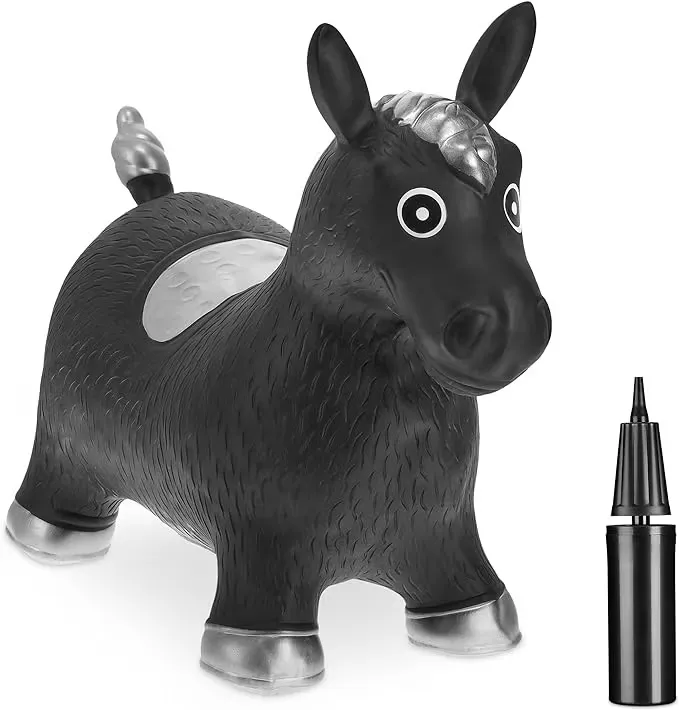 Relaxdays Hoppdjur Häst Svart Inklusive Luftpump