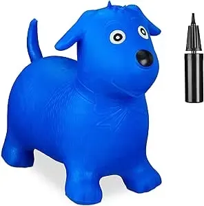 Relaxdays Hoppdjur Hund Blå Inklusive Luftpump