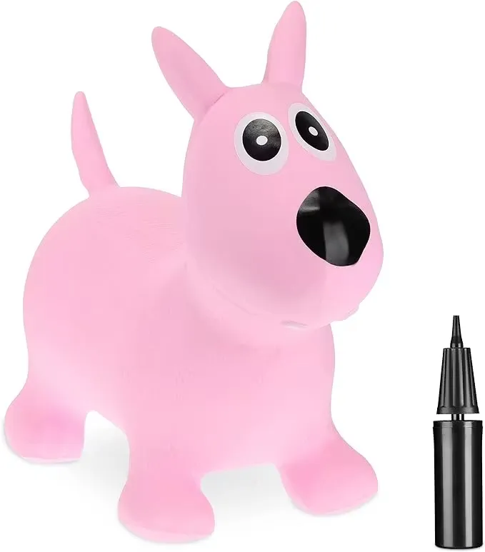 Relaxdays Hoppdjur Hund Rosa Inklusive Luftpump