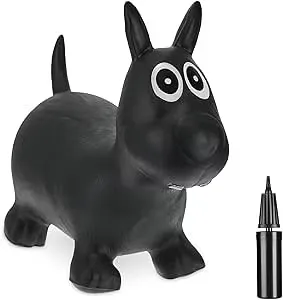 Relaxdays Hoppdjur Hund Svart Inklusive Luftpump