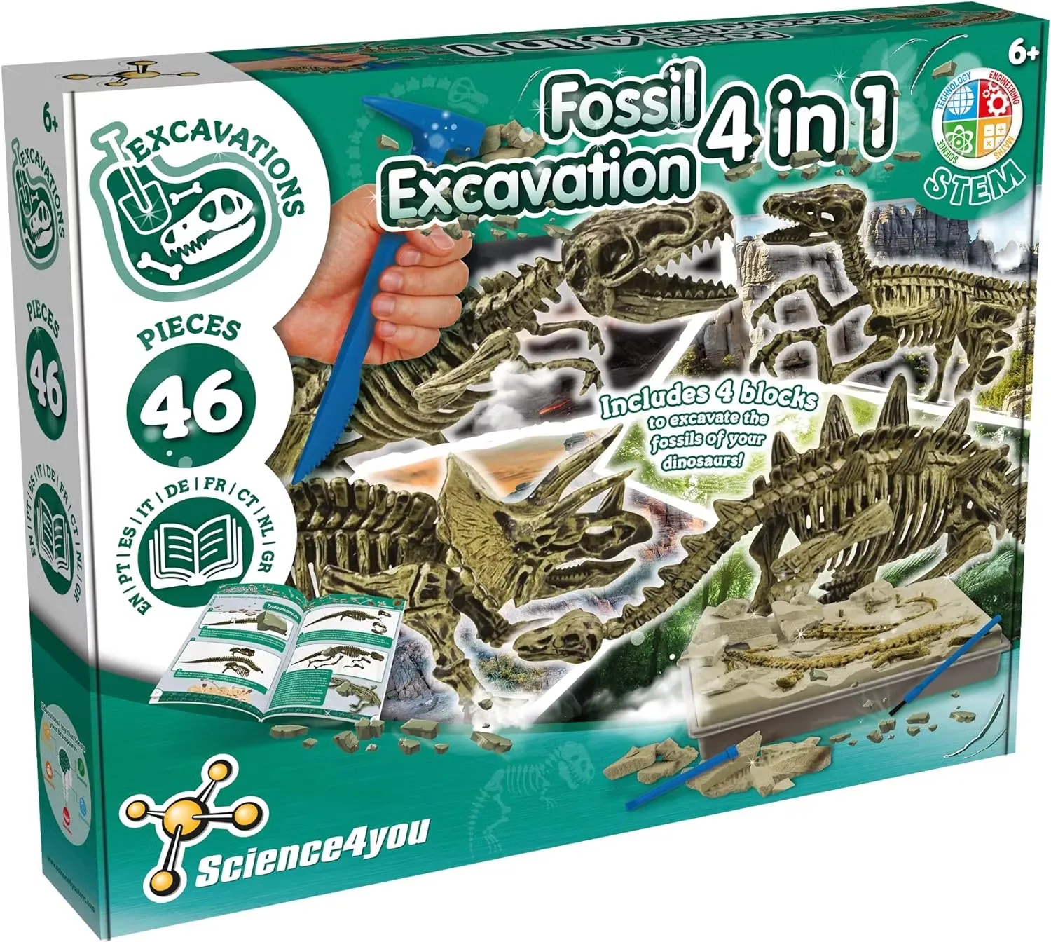 Science4you Dinosaurie fossil grävningssats 4-i-1