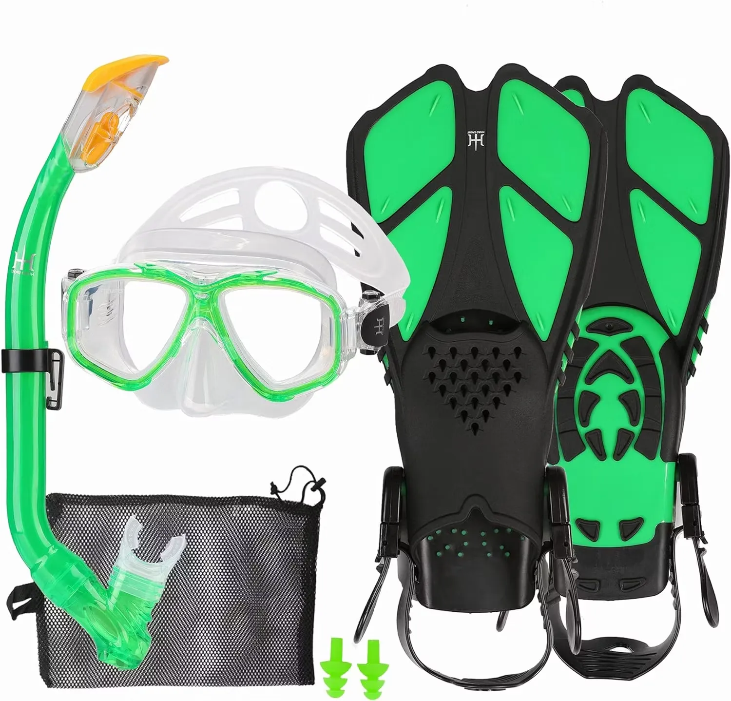 Snorkelset Med Simfötter Grön