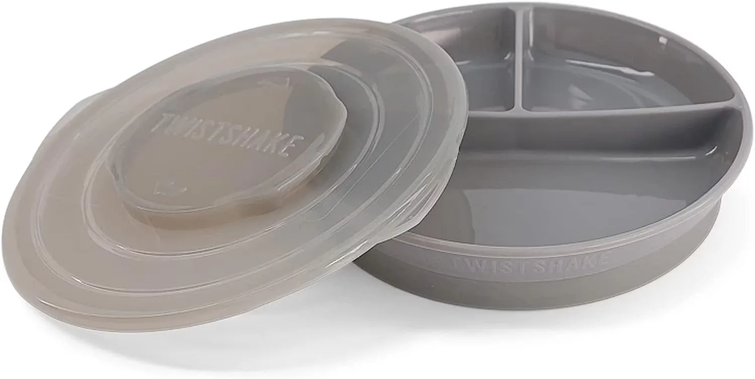 Twistshake Babytallrik med Lufttätt Lock Grå