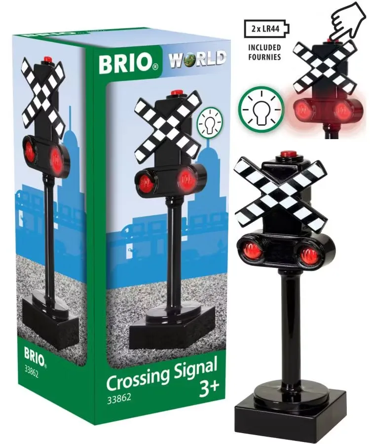 BRIO World 33862 Skylt järnvägsövergång med ljus
