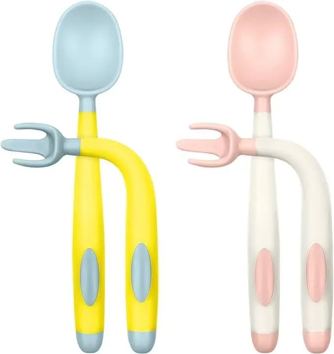 Vicloon Baby Böjbara Bestick 4-Pack Blå/Rosa